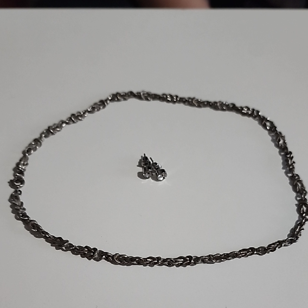 Silver Necklace and Earring Set